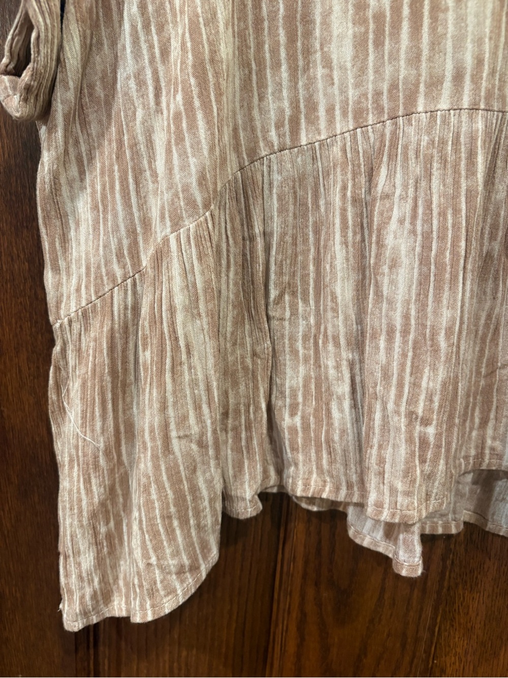 Miou Muse $48 Boho Striped Peplum Top L 100% Rayon made in USA P2P 24.5-28” - Picture 5 of 7